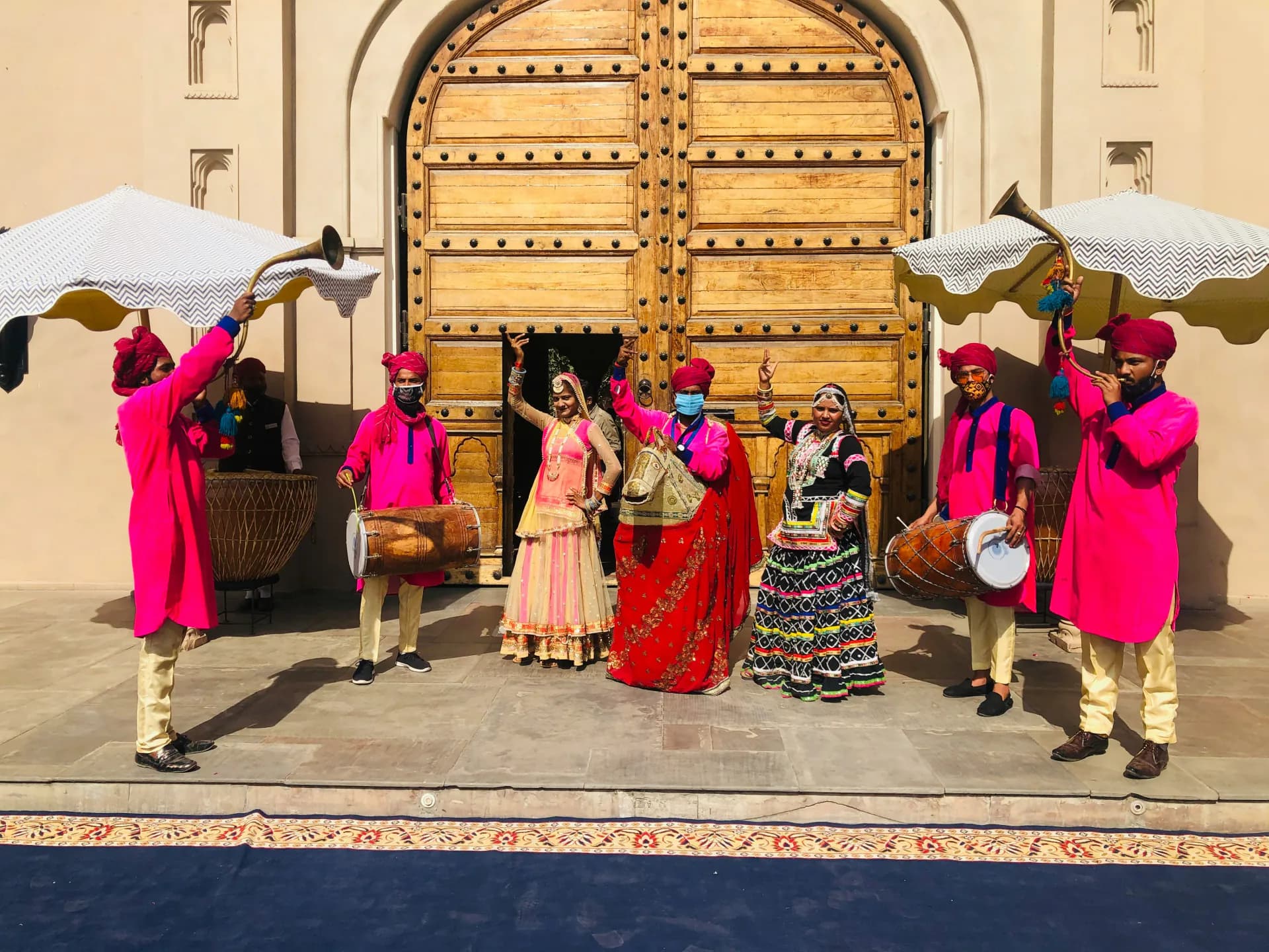 Fort entry with Rajasthani cultural artists